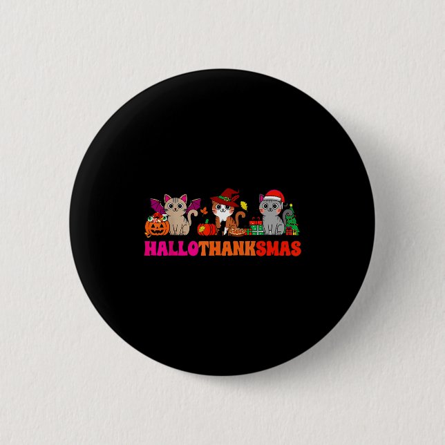 Chapa Redonda De 5 Cm Halloween Thanksgiving Christmas Happy Hallothanks (Anverso)