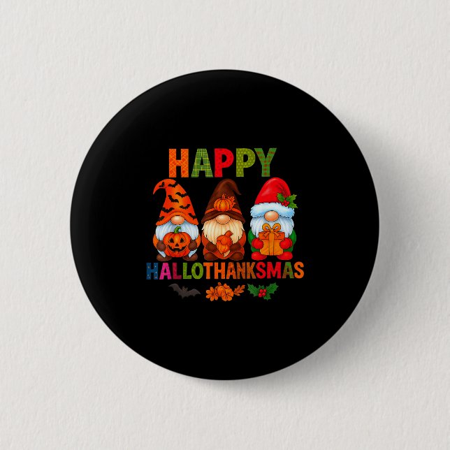 Chapa Redonda De 5 Cm Halloween Thanksgiving Christmas Happy Hallothanks (Anverso)