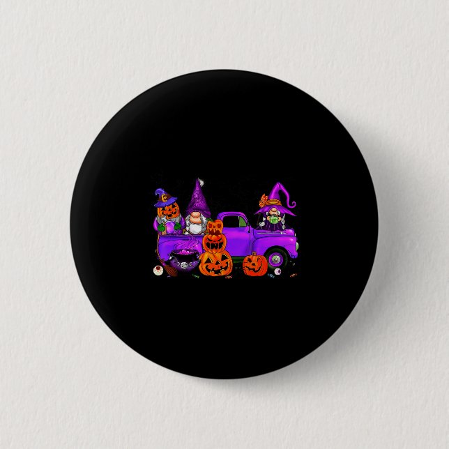 Chapa Redonda De 5 Cm Halloween Truck Gnome Witch Pumpkin Boo Ghost Funn (Anverso)