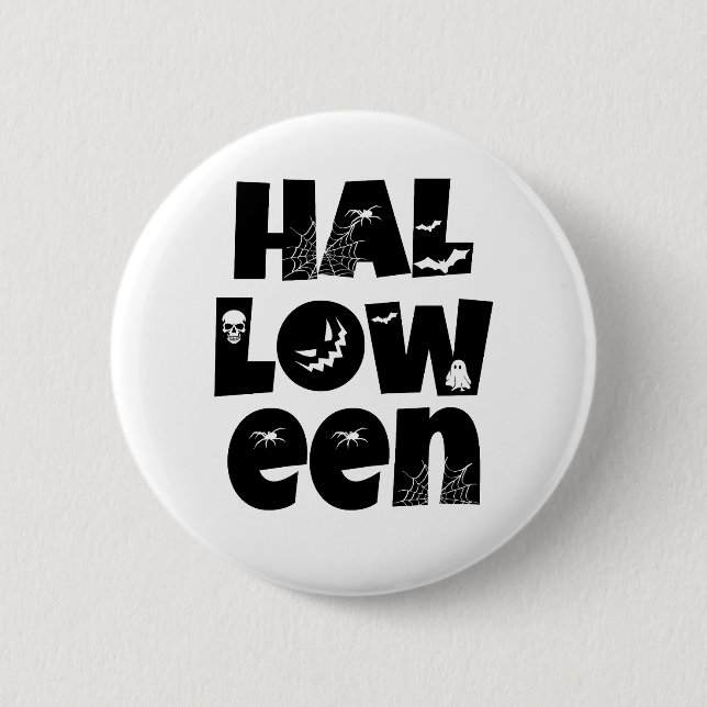 Chapa Redonda De 5 Cm Halloween Typography (Anverso)