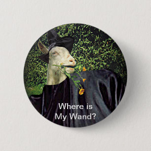 Chapa Redonda De 5 Cm Halloween Wizard Goat