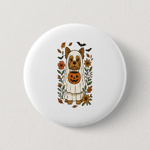 Chapa Redonda De 5 Cm Halloween Yorkshire Terrier Floween