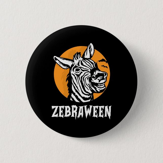 Chapa Redonda De 5 Cm Halloween Zebra (Anverso)