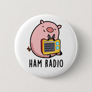 Chapa Redonda De 5 Cm Ham Radio Funny Pig Pun