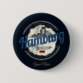 Chapa Redonda De 5 Cm Hamburg Skyline Alemania Vintage Holiday Souvenir