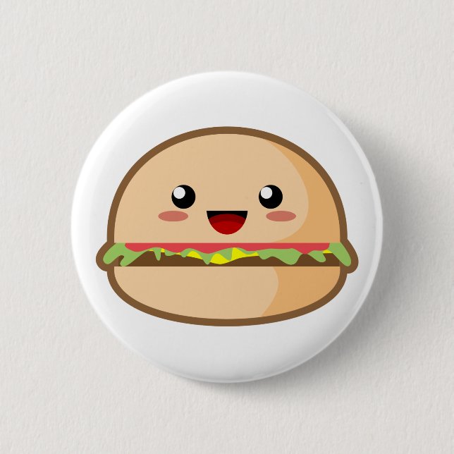 Chapa Redonda De 5 Cm Hamburguesa de Kawaii (Anverso)