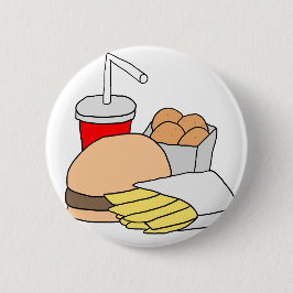 Chapa Redonda De 5 Cm Hamburguesa, fritadas, pepitas de pollo y soda