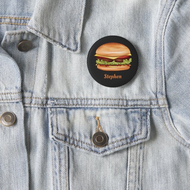 Chapa Redonda De 5 Cm Hamburguesa Ilustracion de comida rápida con nombr (In situ)