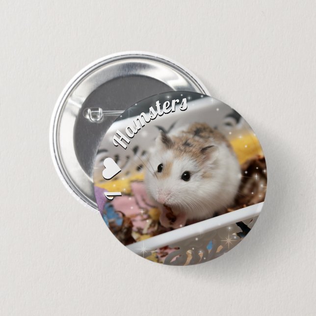 Chapa Redonda De 5 Cm Hammyville - Cute Hamster (Anverso y reverso)
