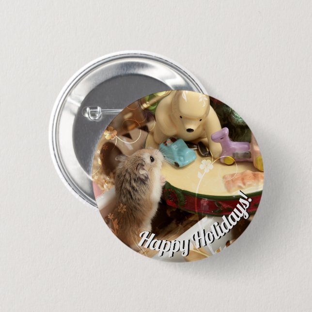 Chapa Redonda De 5 Cm Hammyville - Hamster Holiday (Anverso y reverso)