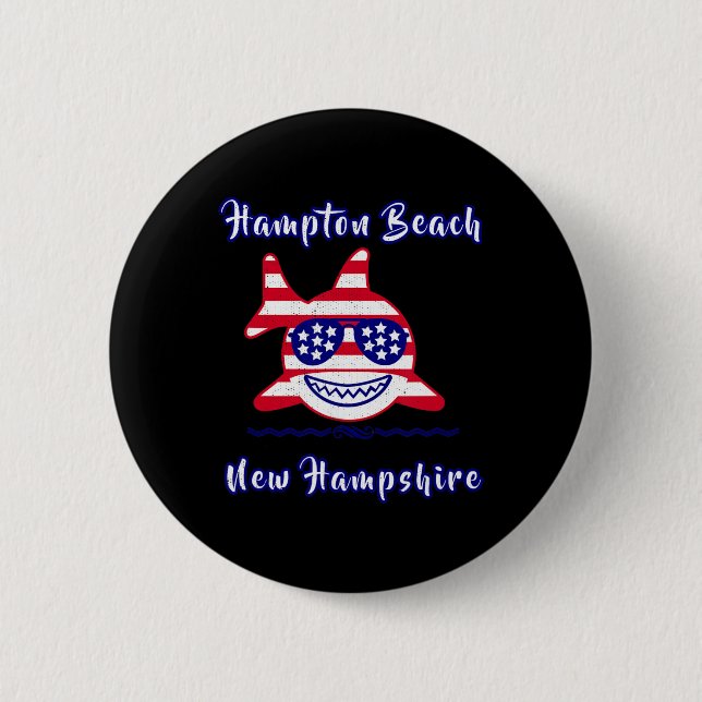 Chapa Redonda De 5 Cm Hampton Beach New Hampshire Patriotic Usa Flag Whi (Anverso)