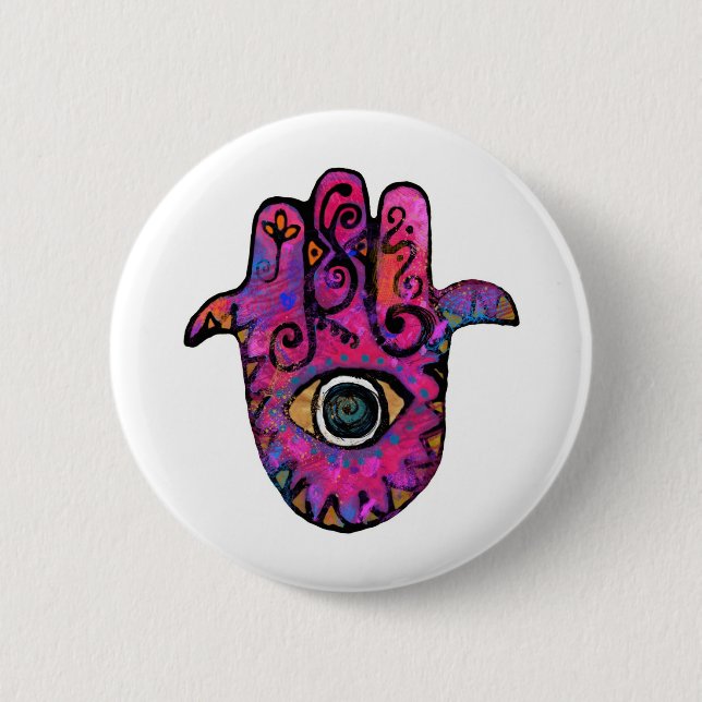CHAPA REDONDA DE 5 CM ** HAMSA ROSADOS ** (Anverso)