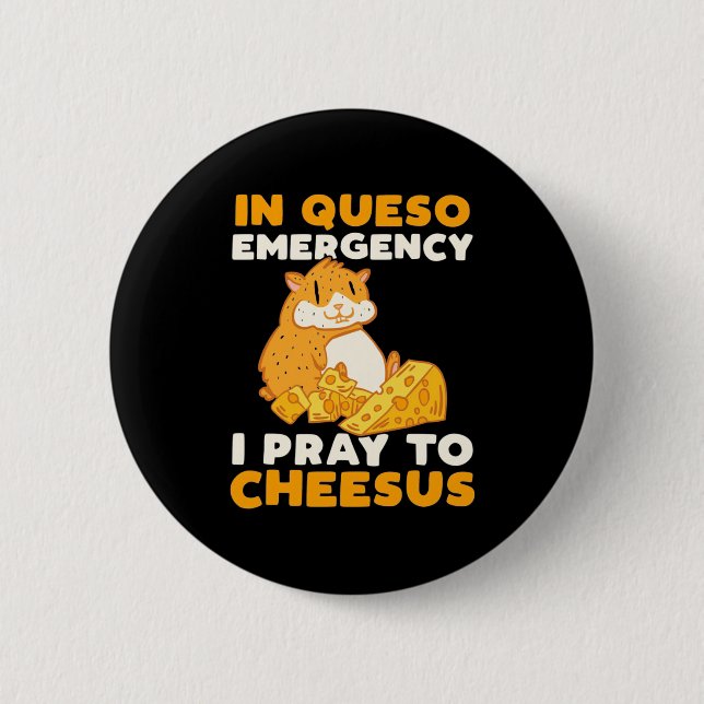 Chapa Redonda De 5 Cm Hamster Rezo A Queso (Anverso)