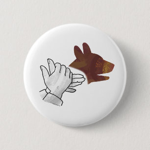 Chapa Redonda De 5 Cm Hand Silhouette Dog Brown