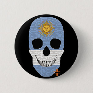 Chapa Redonda De 5 Cm HANDSKULL Argentina Round Badge negro B2