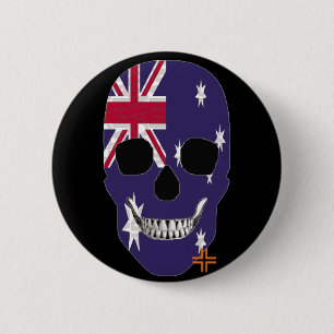 Chapa Redonda De 5 Cm HANDSKULL Australia Round Badge negro B2