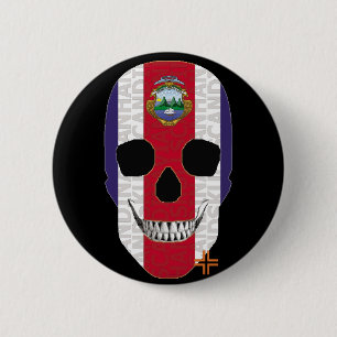 Chapa Redonda De 5 Cm HANDSKULL Bandera redonda de Costa Rica B2 negro