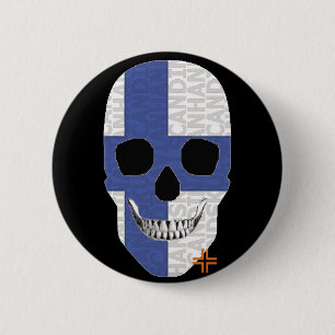 Chapa Redonda De 5 Cm HANDSKULL Bandera redonda de Finlandia B2 negro