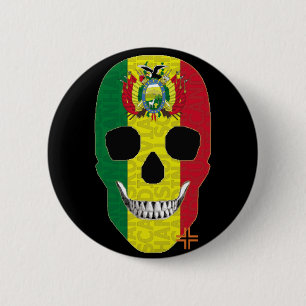 Chapa Redonda De 5 Cm HANDSKULL Bolivia Round Badge negro B2