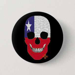 Chapa Redonda De 5 Cm HANDSKULL Chile Bandera redonda B2 negro