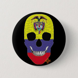 Chapa Redonda De 5 Cm HANDSKULL Colombia Bandera redonda B2 negro