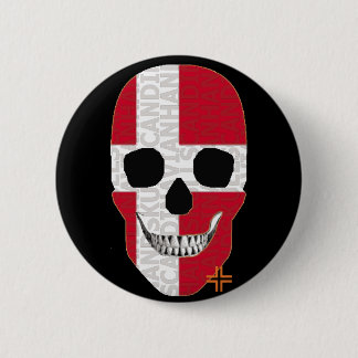 Chapa Redonda De 5 Cm HANDSKULL Dinamarca Bandera redonda B2 negro
