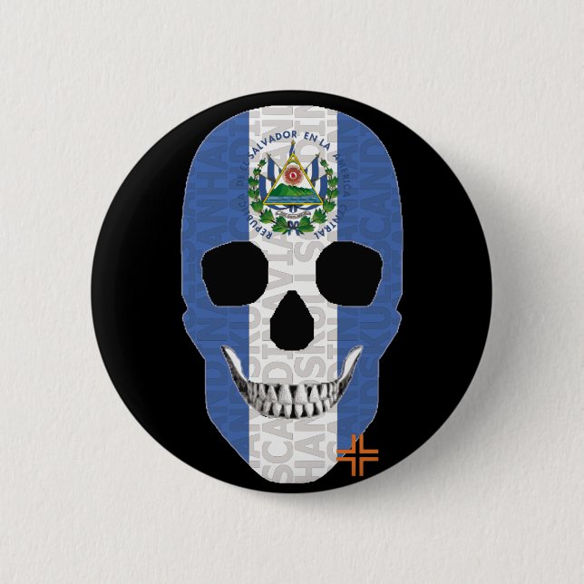 Chapa Redonda De 5 Cm HANDSKULL El Salvador Bandera redonda B2 (Anverso)