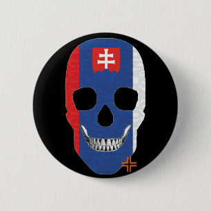 Chapa Redonda De 5 Cm HANDSKULL Eslovaquia Bandera redonda B2 negra