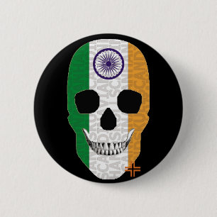 Chapa Redonda De 5 Cm HANDSKULL India Round Badge negro B2