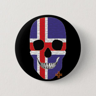 Chapa Redonda De 5 Cm HANDSKULL Insignia redonda de Islandia negro B2
