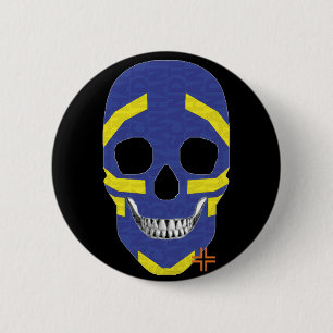 Chapa Redonda De 5 Cm HANDSKULL Insignia redonda de Viking B2 negro