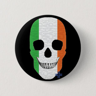 Chapa Redonda De 5 Cm HANDSKULL Irlanda Bandera redonda B2 negro