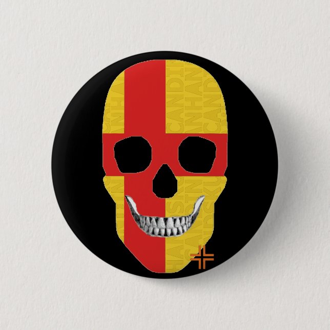 Chapa Redonda De 5 Cm HANDSKULL Kalmar Round Badge negro B2 (Anverso)