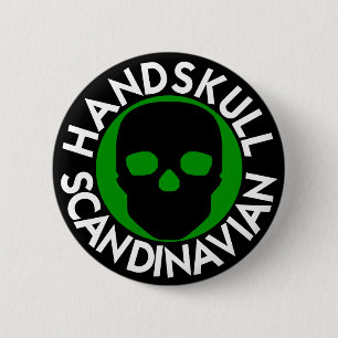 Chapa Redonda De 5 Cm HANDSKULL LIV Forest Green Round Badge negro P3