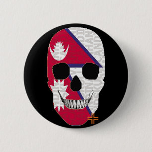 Chapa Redonda De 5 Cm HANDSKULL Nepal Round Badge negro B2