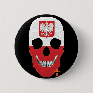 Chapa Redonda De 5 Cm HANDSKULL Polonia Bandera redonda B2 negro