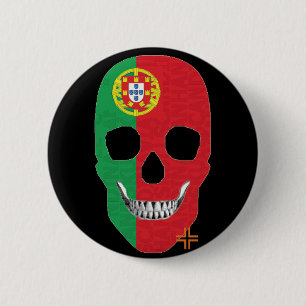 Chapa Redonda De 5 Cm HANDSKULL Portugal Bandera redonda B2 negro