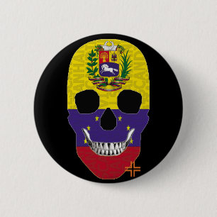 Chapa Redonda De 5 Cm HANDSKULL Venezuela Round Badge negro B2