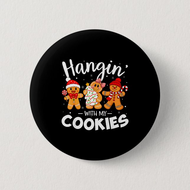 Chapa Redonda De 5 Cm Hangin With My Cookies Gingerbread Women Christmas (Anverso)