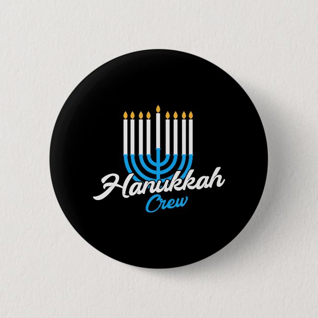 Chapa Redonda De 5 Cm Hanukkah Crew Hanukkah Chanukah Judío (Anverso)