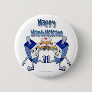 Chapa Redonda De 5 Cm Hanukkah Dancing Dreides y Jelly Doughnut