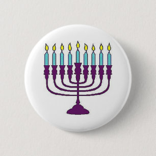 Chapa Redonda De 5 Cm Hanukkah Menorah