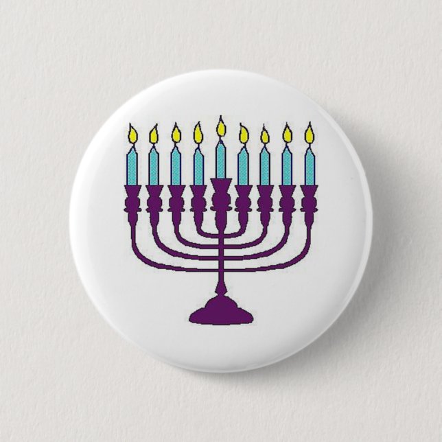 Chapa Redonda De 5 Cm Hanukkah Menorah (Anverso)