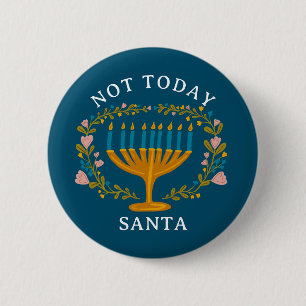 Chapa Redonda De 5 Cm HANUKKAH NO HOY SANTA Funny Floral dibujado a mano