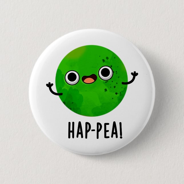 Chapa Redonda De 5 Cm Hap-pea Funny Happy Pea Pun (Anverso)