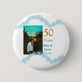 Chapa Redonda De 5 Cm Happy 50th anniversary add couple name date weddin