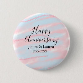 Chapa Redonda De 5 Cm Happy anniversary wedding name date year pastel
