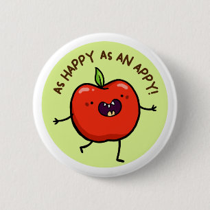 Chapa Redonda De 5 Cm Happy As Appy Fruit Pin