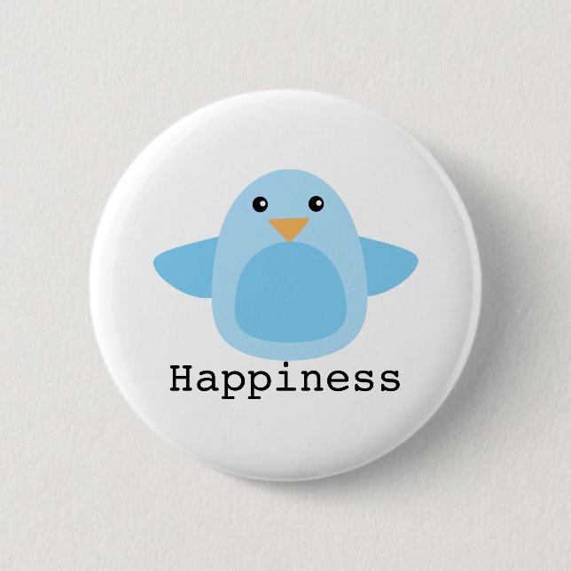Chapa Redonda De 5 Cm Happy as Bluebird (Anverso)
