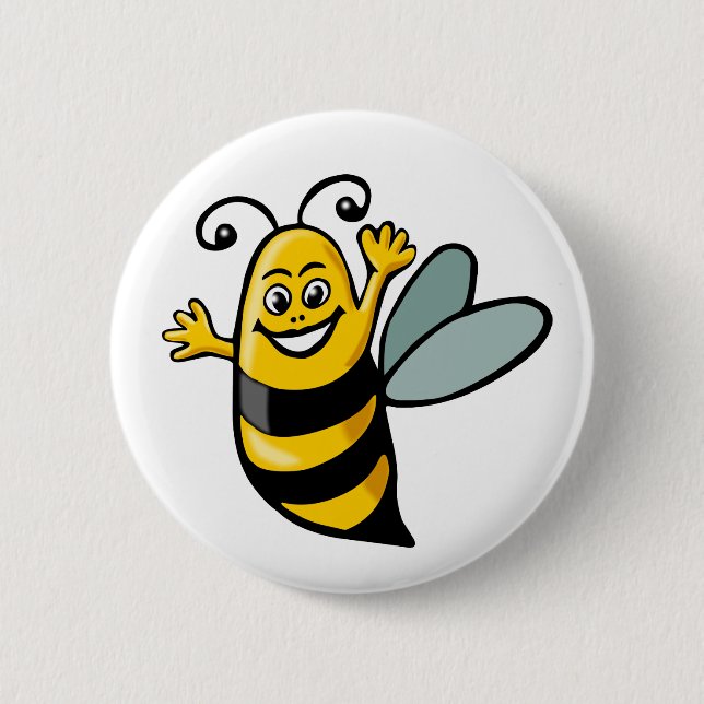 Chapa Redonda De 5 Cm Happy Bee (Anverso)